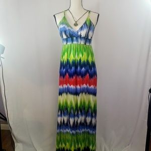 Multi color tye dye halter size M long dress